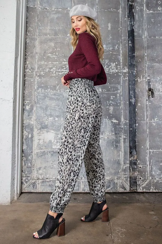 Animal Print Silky Joggers