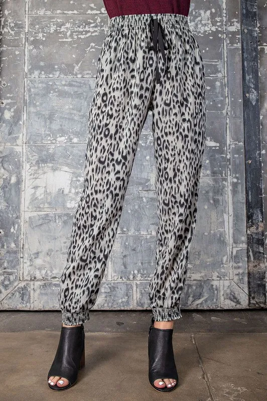 Animal Print Silky Joggers