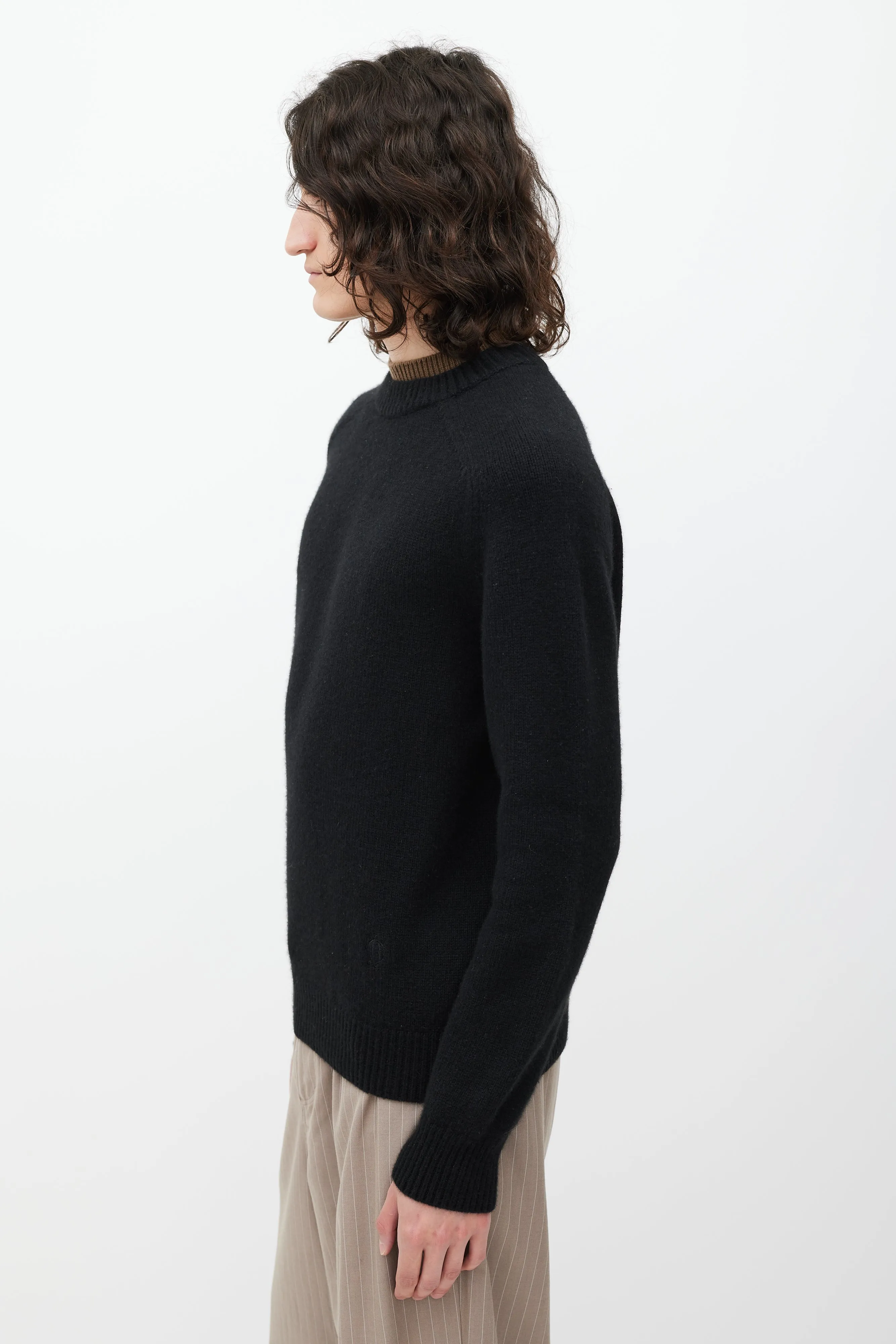 Black & Brown Cashmere Layered Neck Sweater