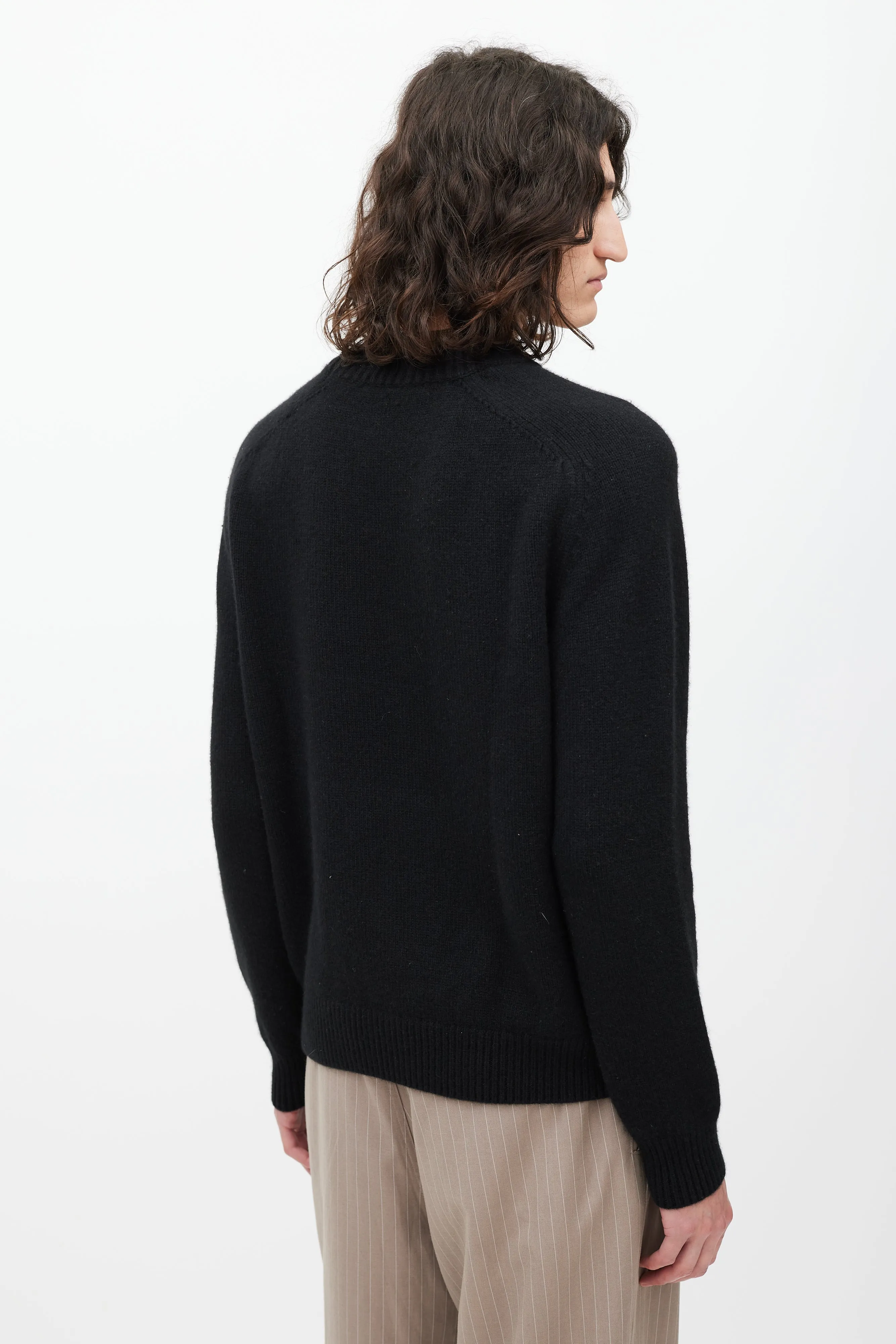 Black & Brown Cashmere Layered Neck Sweater