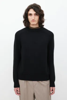 Black & Brown Cashmere Layered Neck Sweater
