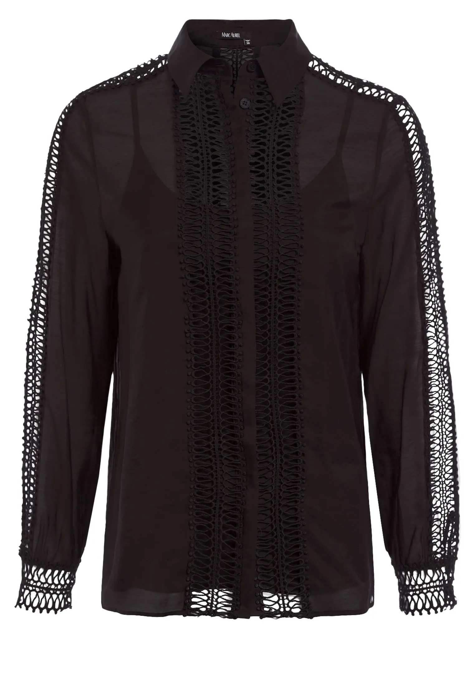 Blouse with Lace Trims - Black