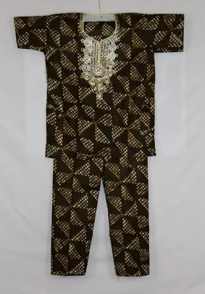 Boys Atade Pant Set - Brown Triangles