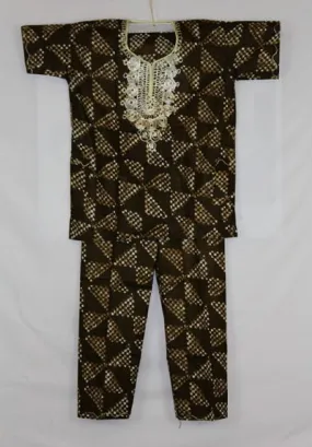 Boys Atade Pant Set - Brown Triangles
