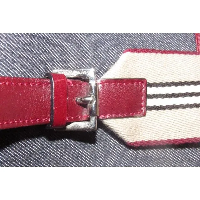 Burberry Bucket Style Dark Rinse Denim And Burgundy Leather Satchel