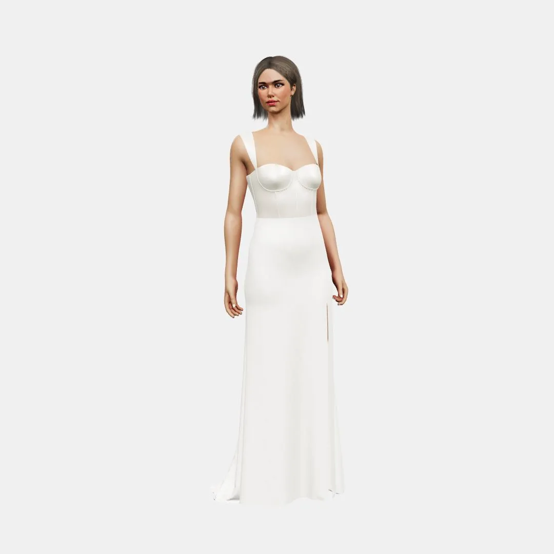 Bustier w/ straps  column with slit