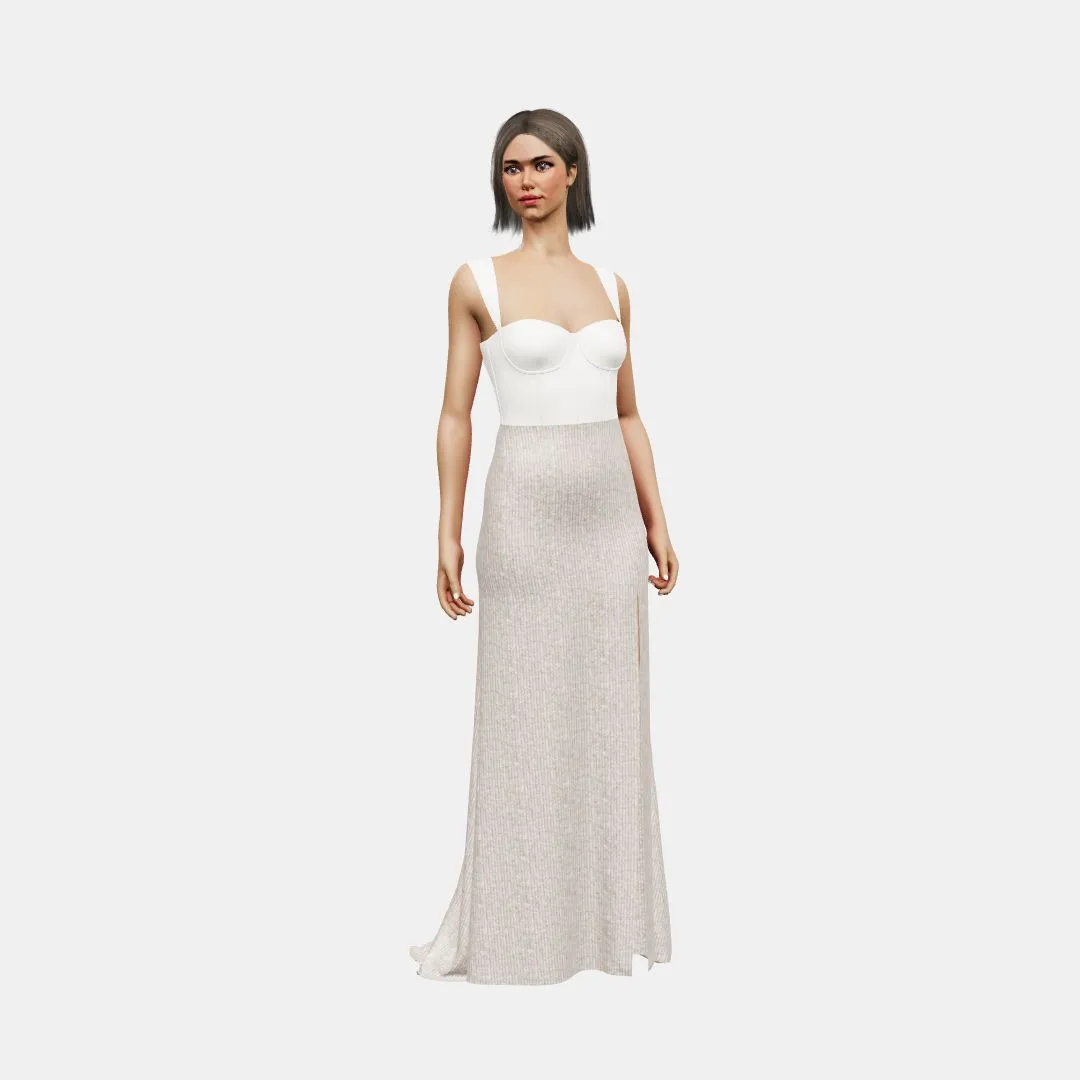 Bustier w/ straps  column with slit