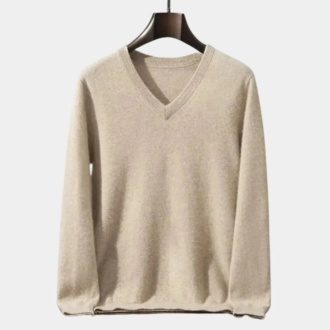 Cashmere V Neck Knitwear Sweater - Cross & Crown
