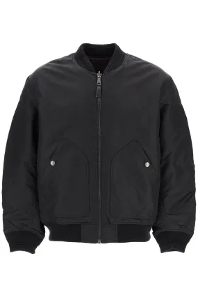 classic black nylon bomber jacket with zip and side pockets A14408 0HCAS DEEP/BLACK