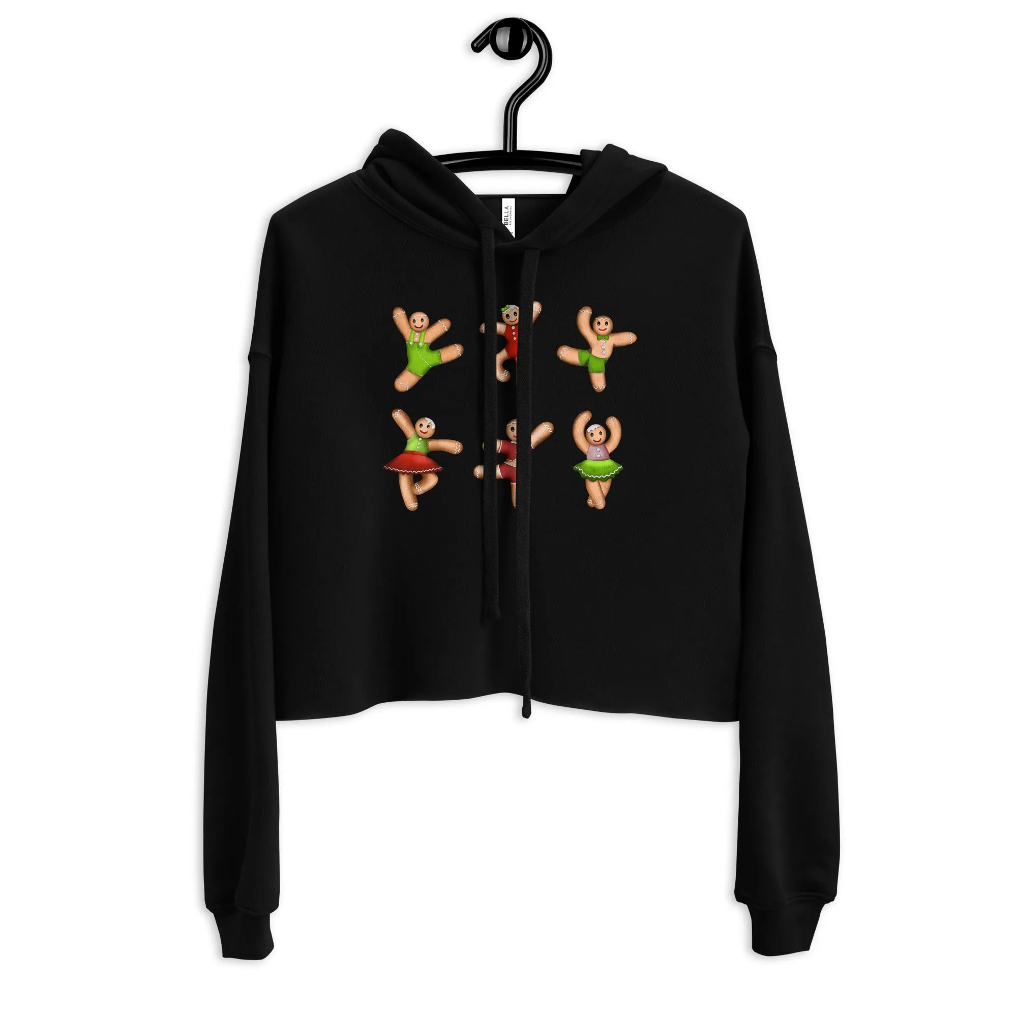 Dancing Gingerbread (Red, Green) - Cropped Fleece Hoodie