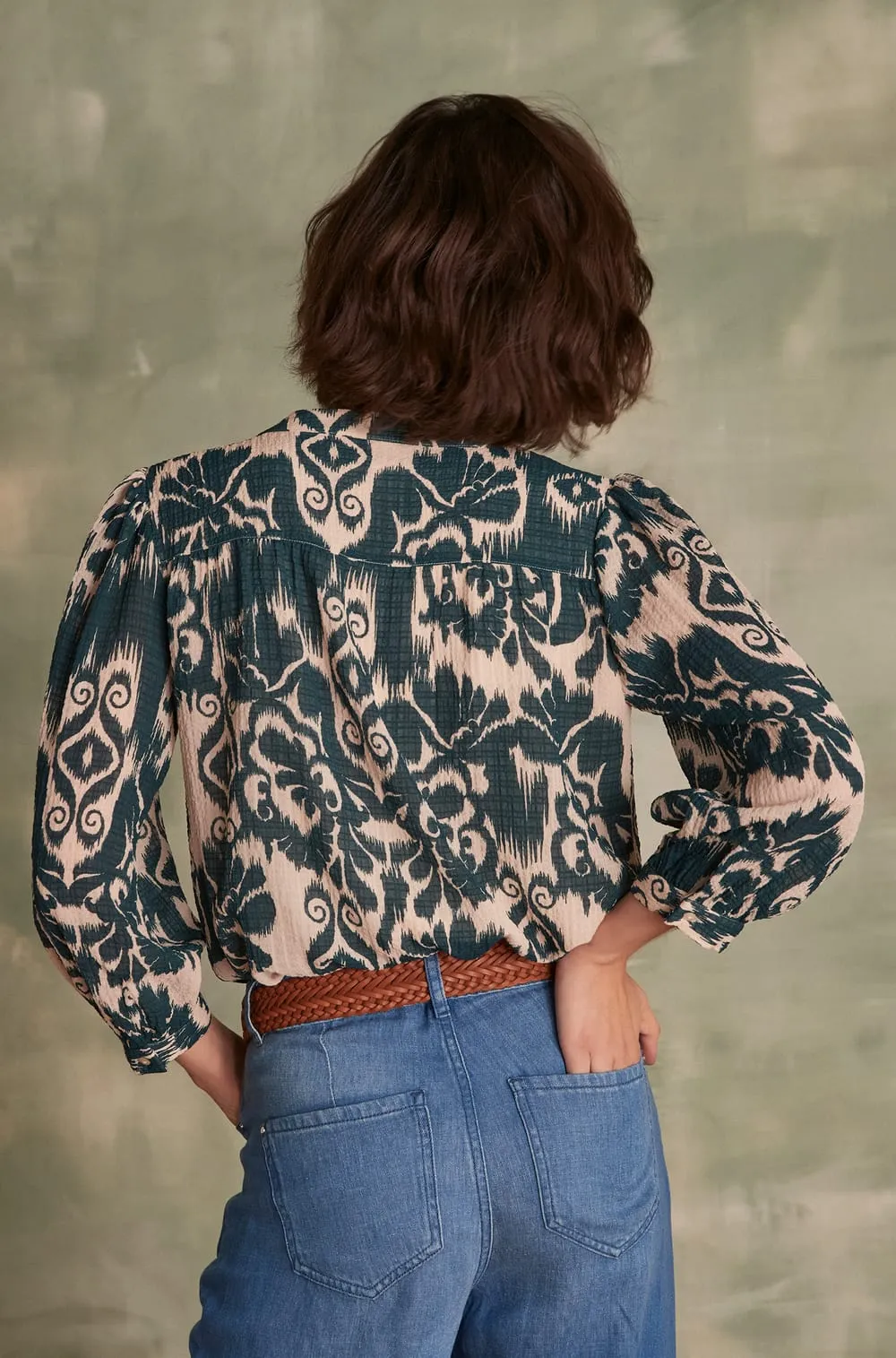 ELSA PETROLE PRINTED BLOUSE