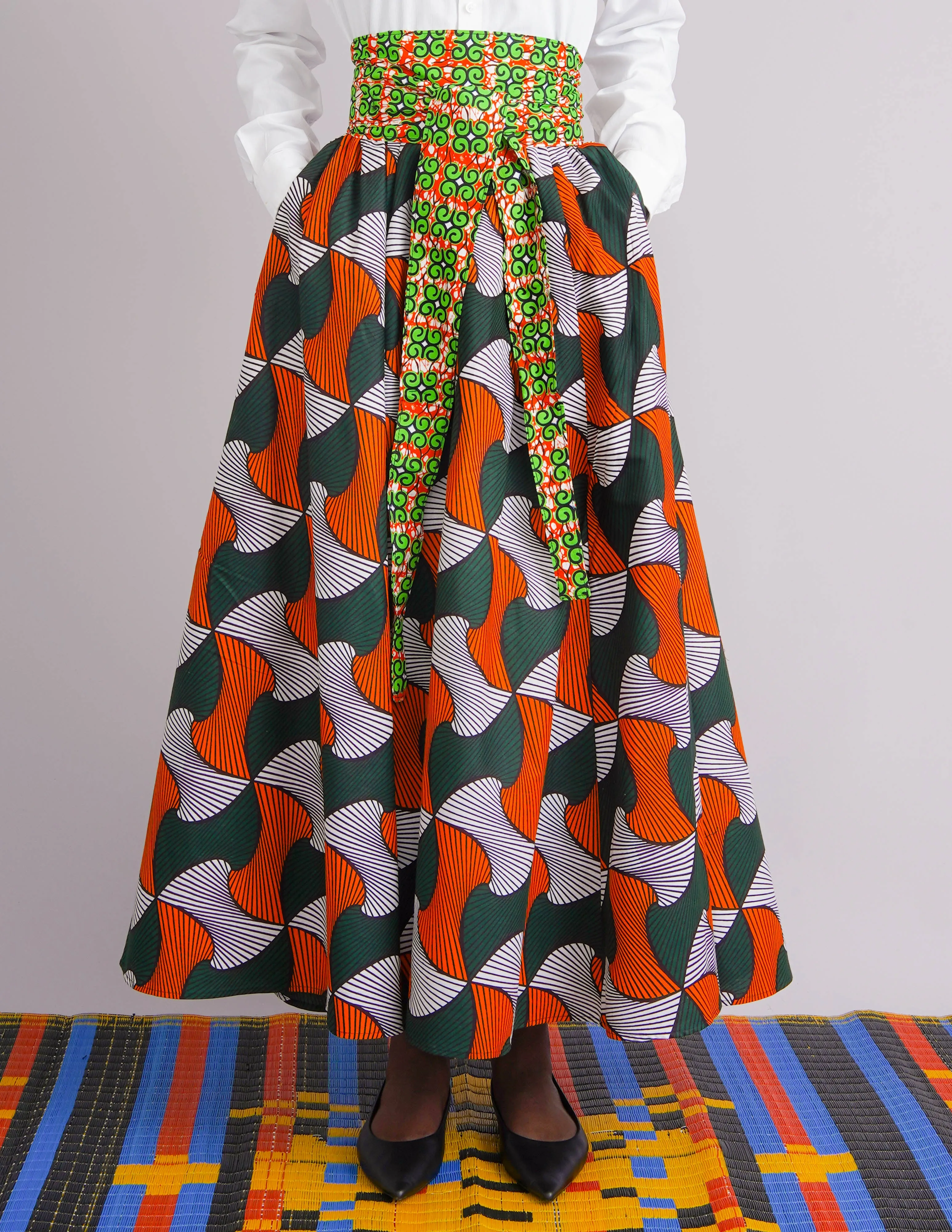Enitan Structured Cotton Bold Maxi Skirt