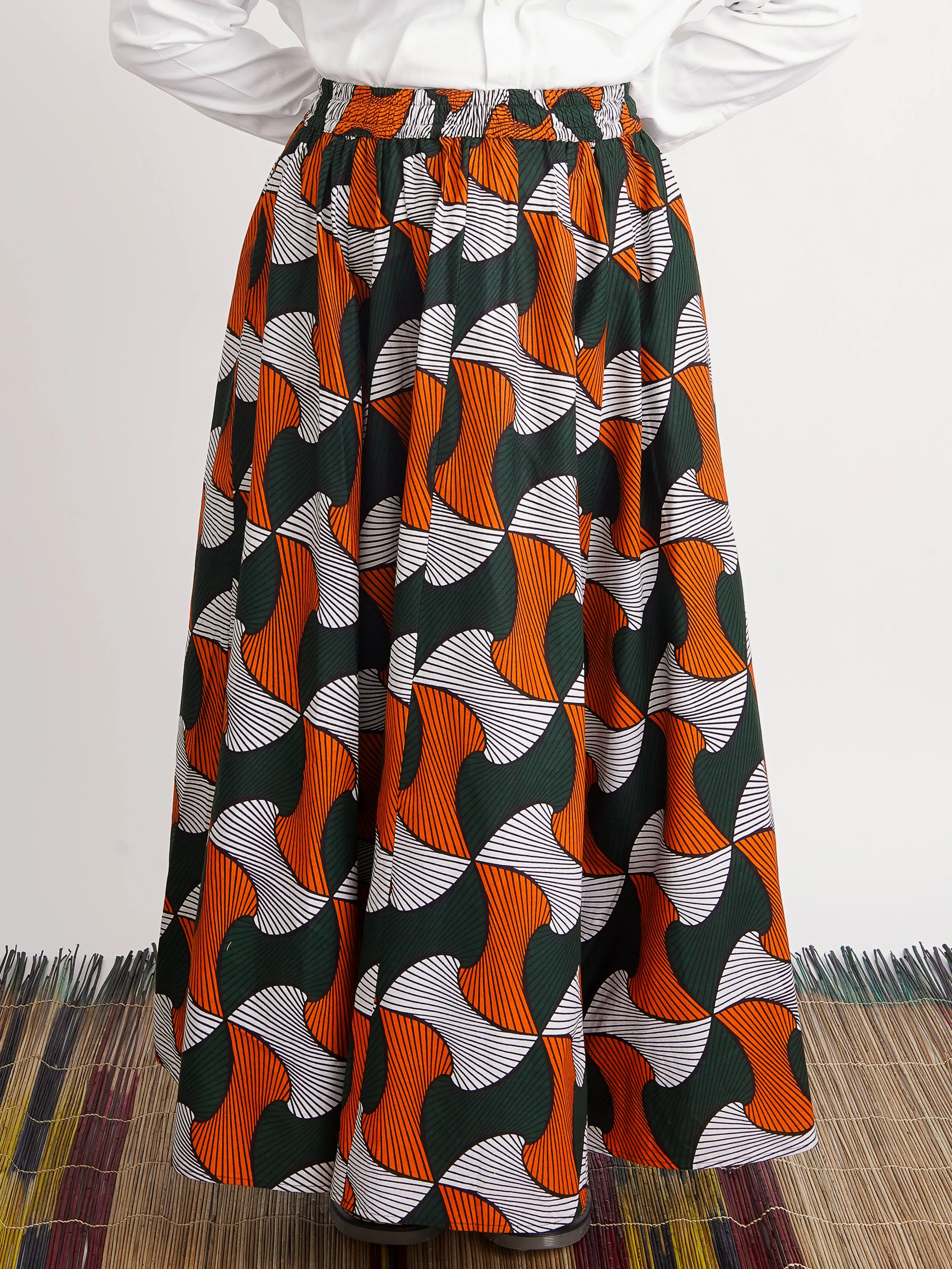 Enitan Structured Cotton Bold Maxi Skirt