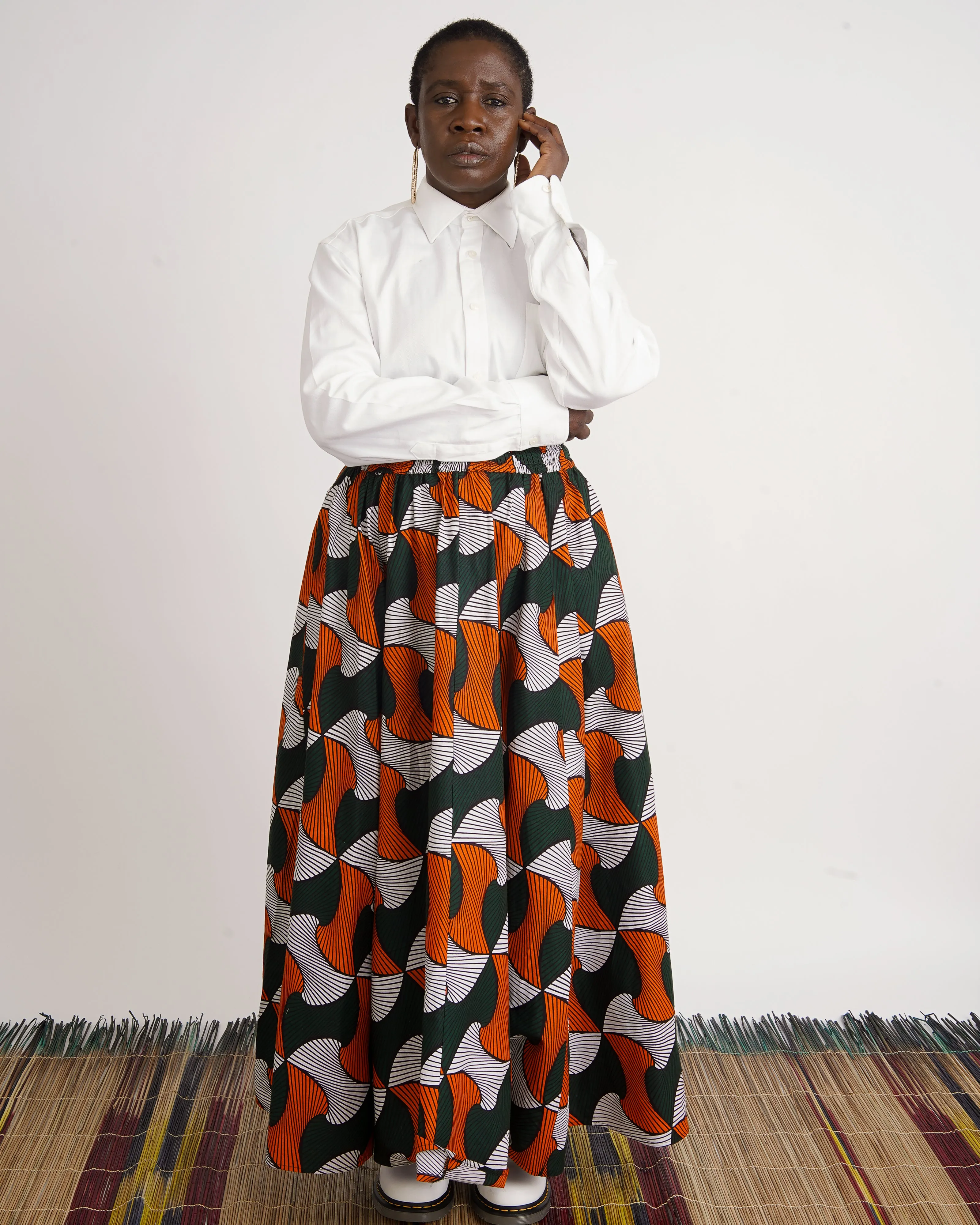 Enitan Structured Cotton Bold Maxi Skirt