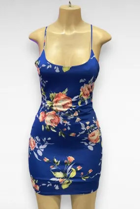 Floral Print Lace Up Dress