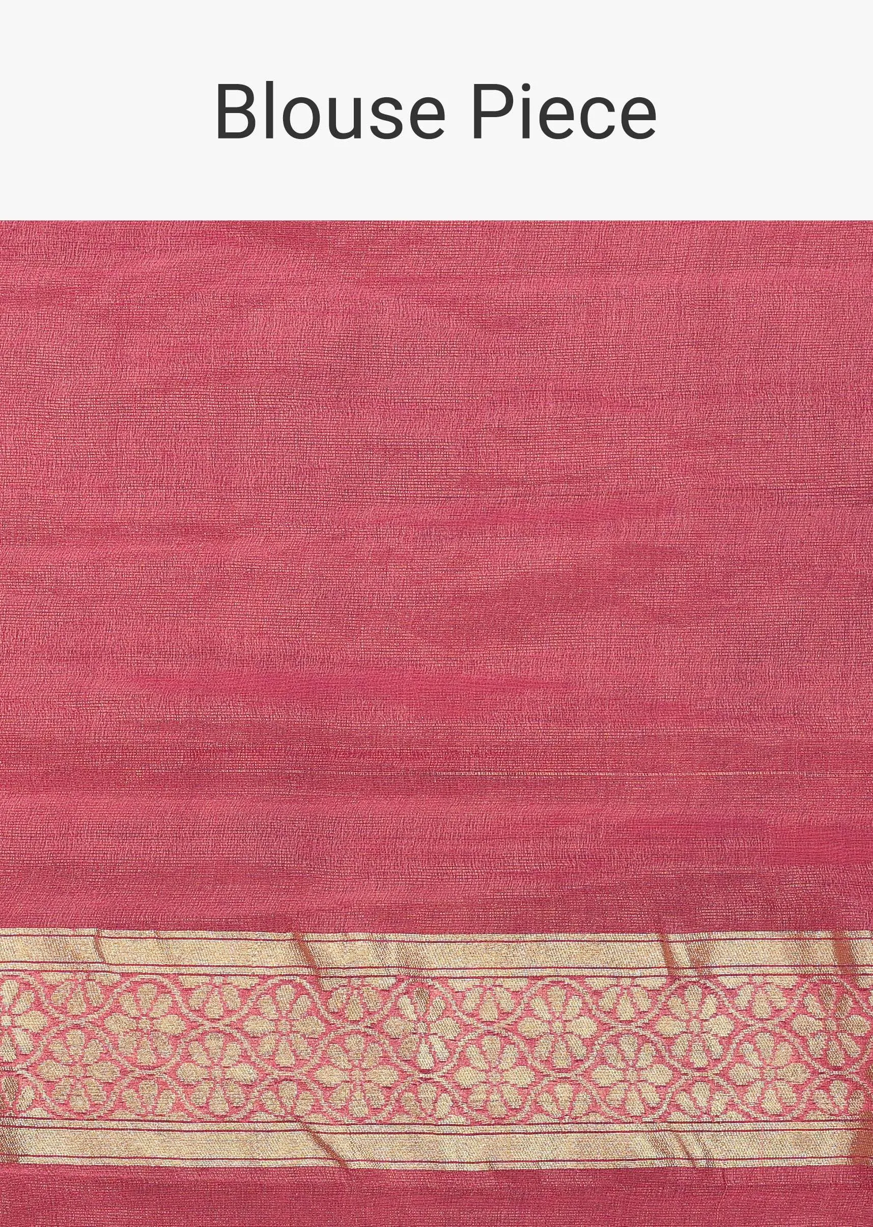 Fuschia Pink Saree In Tissue Georgette With Khaddi Work, Zari Weave And An Unstitched Blouse