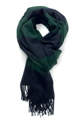 Joshua Ellis Stripe 100% Cashmere Stole Navy, Green