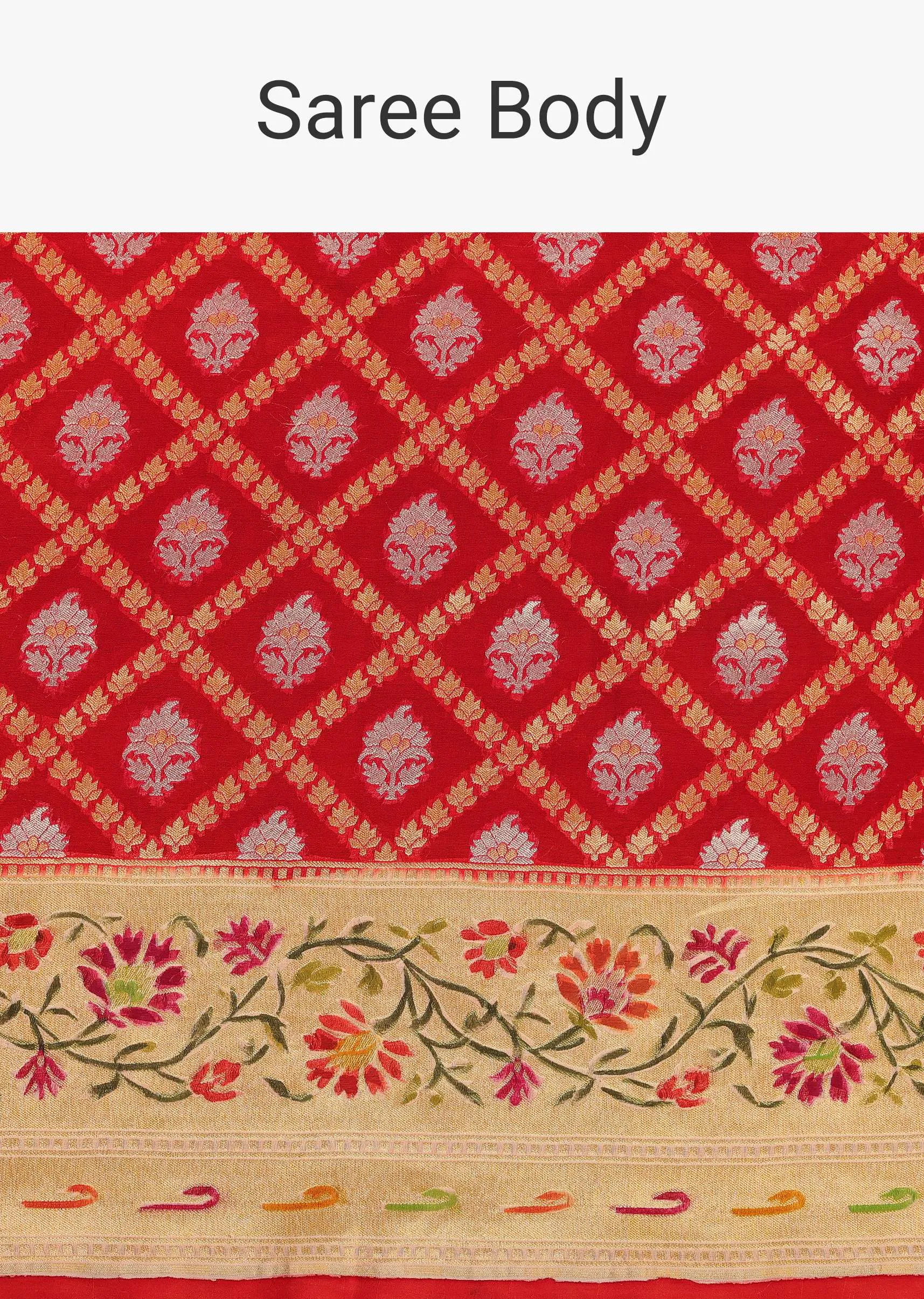 Maroon Red Georgette Saree With Banarasi Zari With Khaddi Border And An Unstitched Blouse