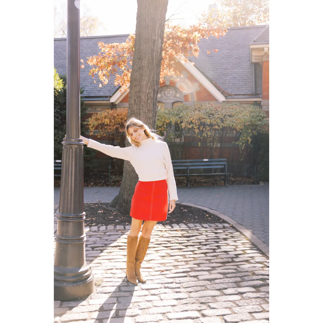 MASON'S DAUGHTER Mia Skirt, Red Cotton Twill