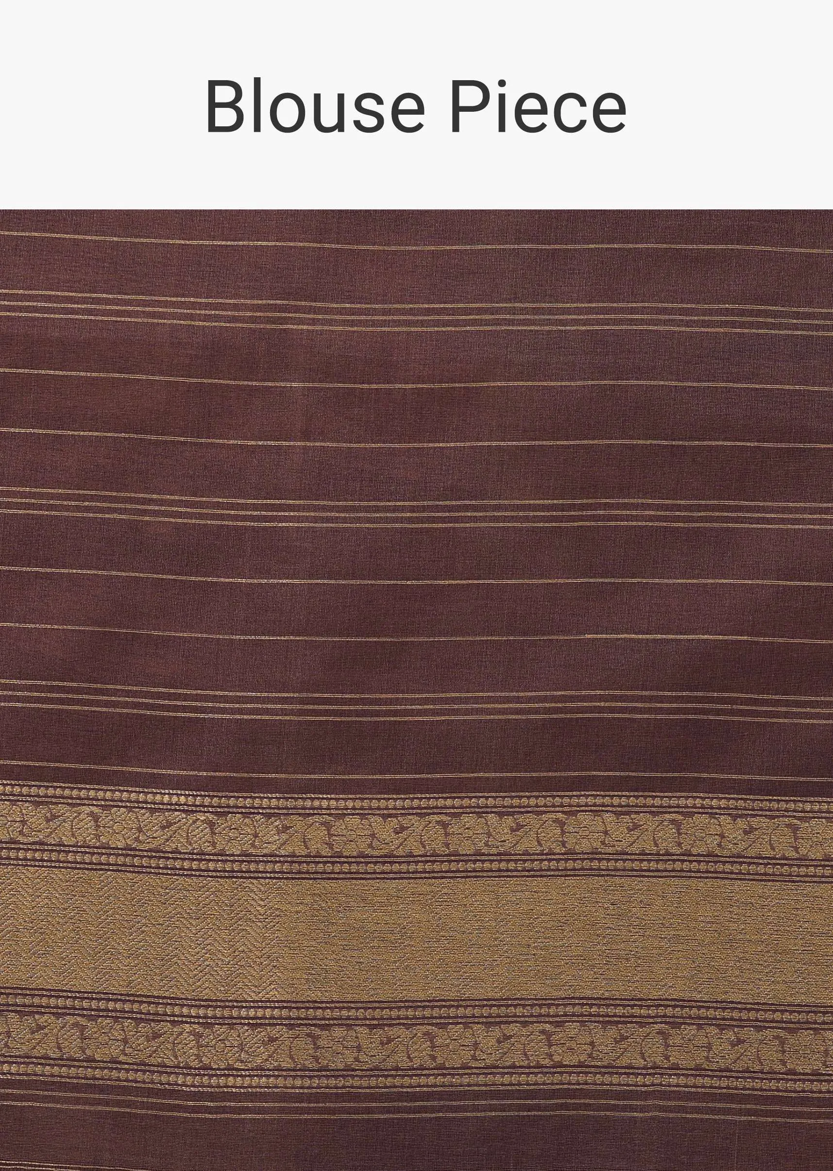 Mauve Purple Handloom Saree In Kora Silk With Kadhva Weave And Unstitched Blouse