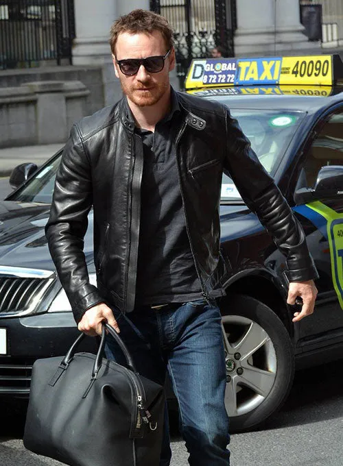 Michael Fassbender Black Stylish Leather Jacket