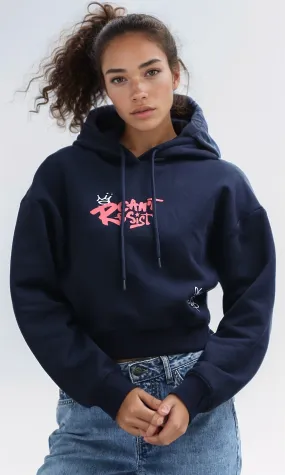 O198533 - Hooded Neck With Drawstring Navy Sweatshirt