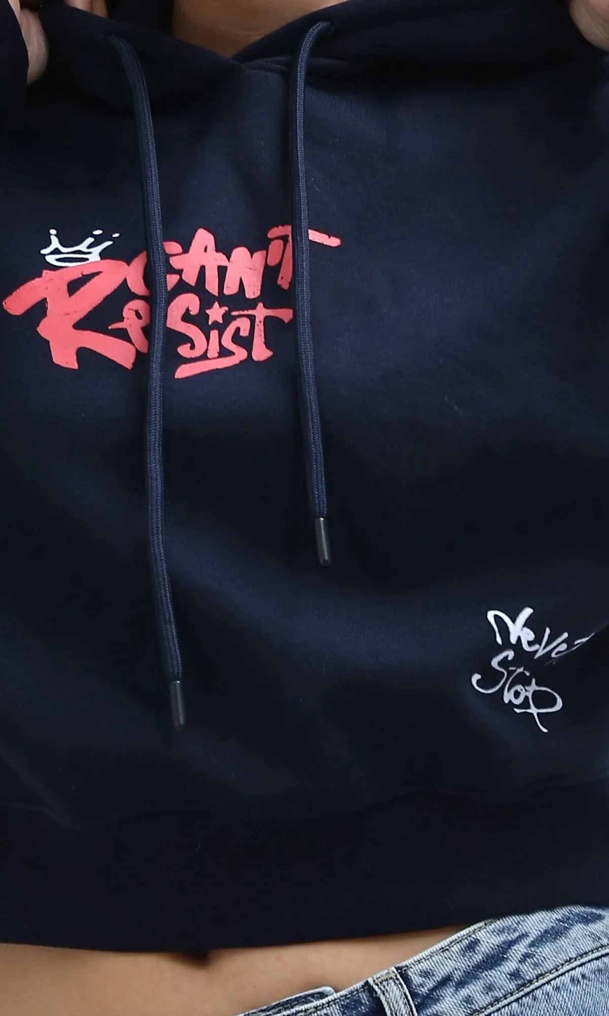 O198533 - Hooded Neck With Drawstring Navy Sweatshirt