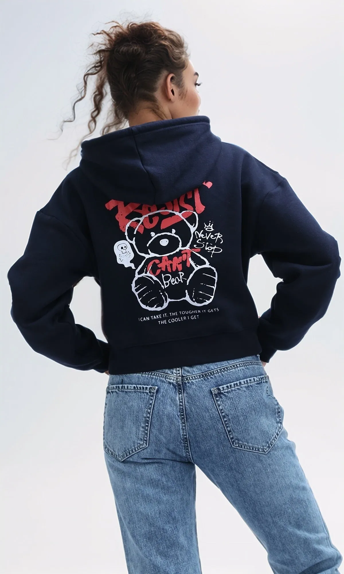 O198533 - Hooded Neck With Drawstring Navy Sweatshirt