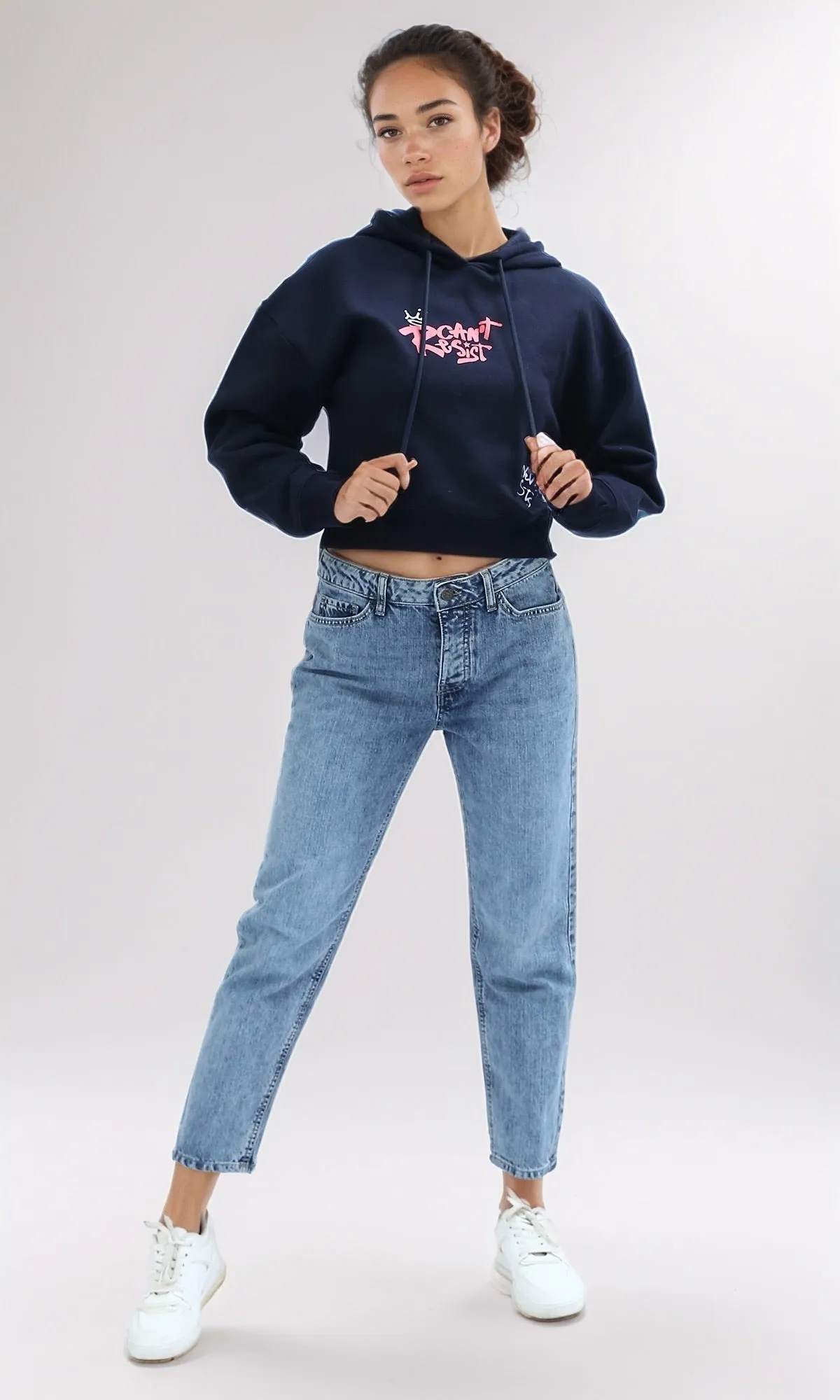 O198533 - Hooded Neck With Drawstring Navy Sweatshirt
