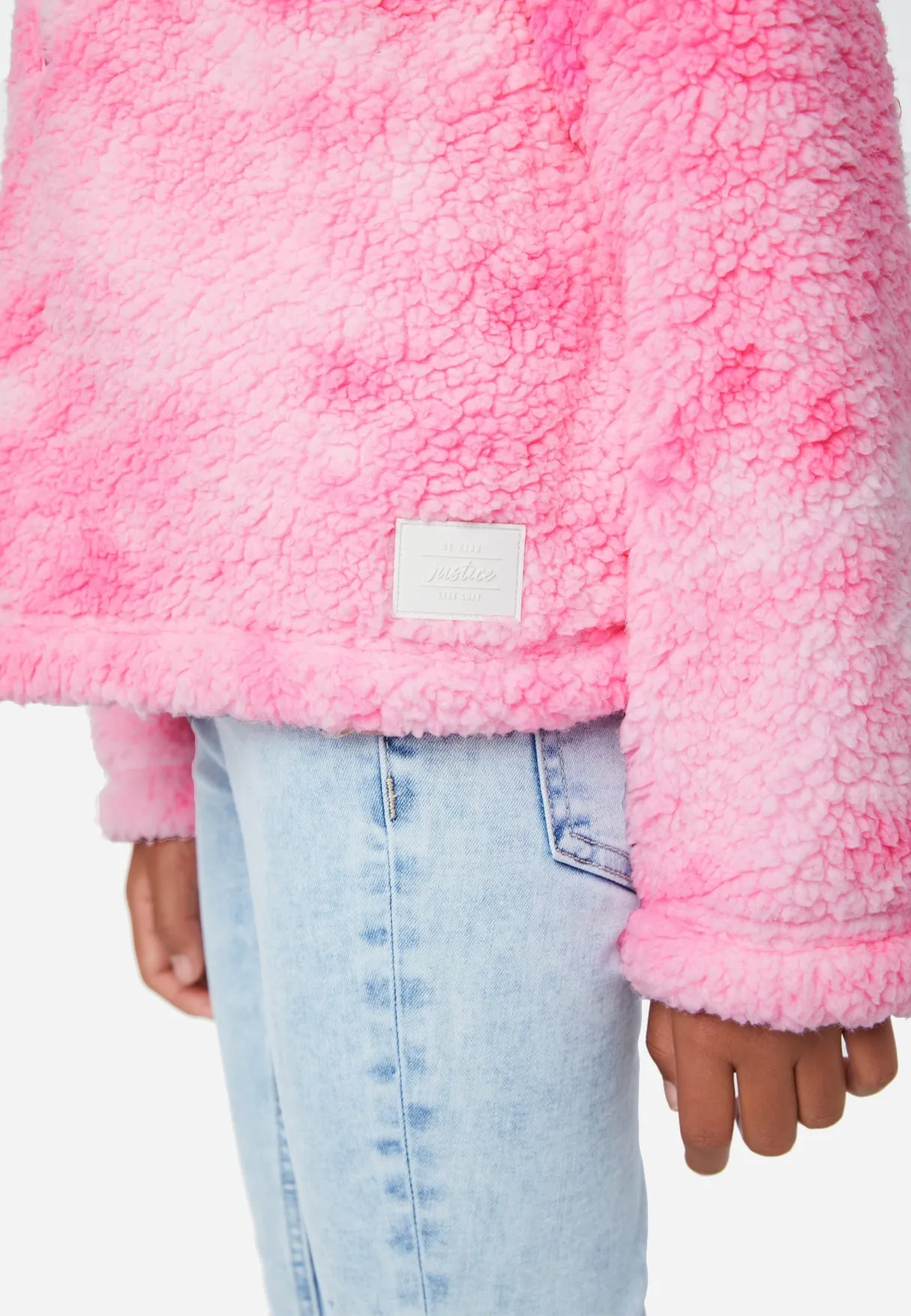 Patterned Faux Sherpa Zip-Front Hoodie