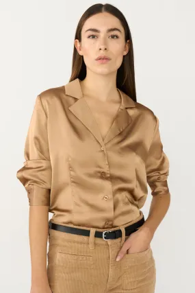 PD-Iris Satin Shirt - camel
