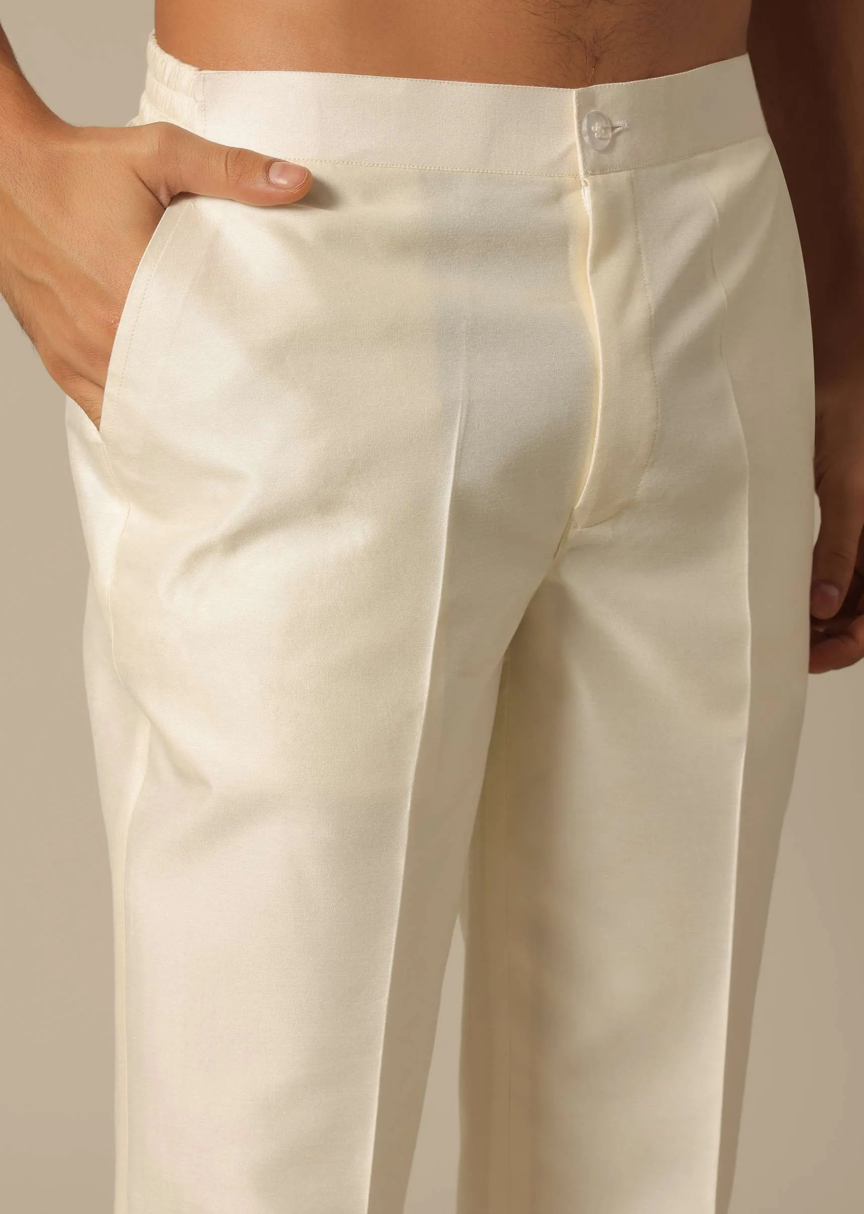 Peach Jacquard Jodhpuri Set With Embroidered Detail