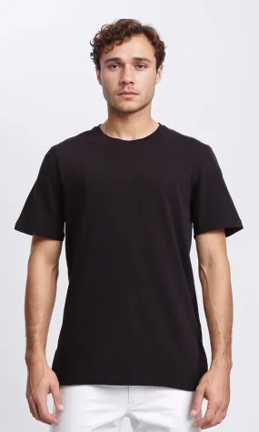 R210240 - Solid Pattern Slip On Basic Tee - Black