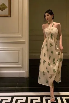 Sexy A Line Halter Floral Prom Dresses Birthday Outfits Evening Gown