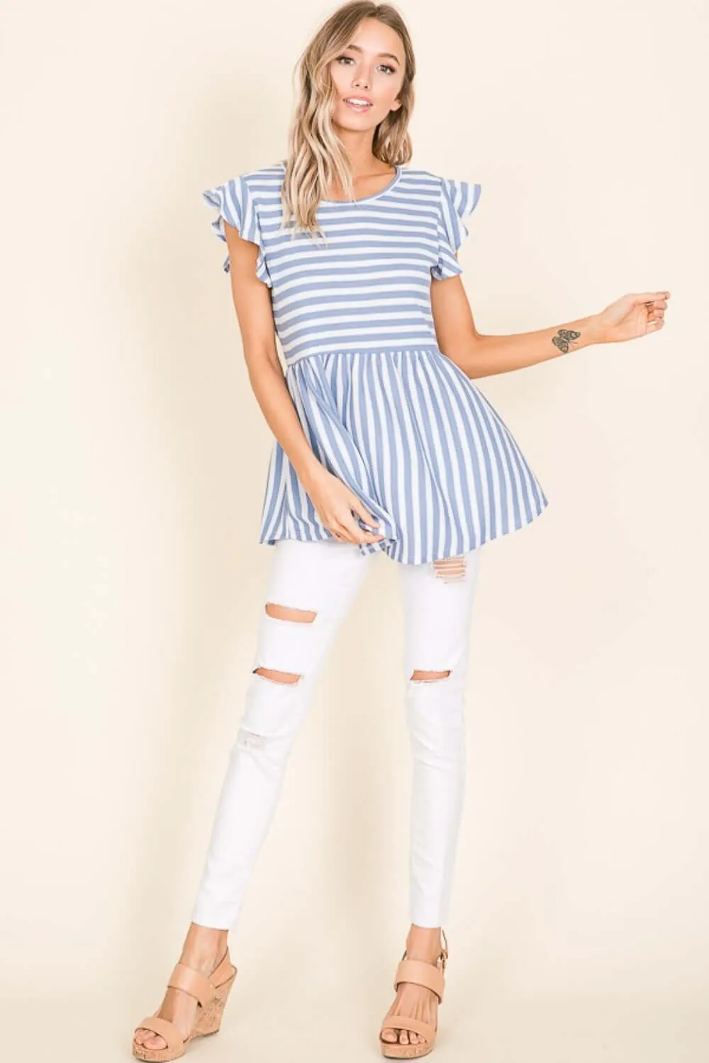 Striped Round Neck Blouse