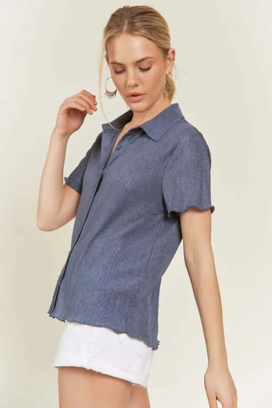 Textured Button Down Shirt