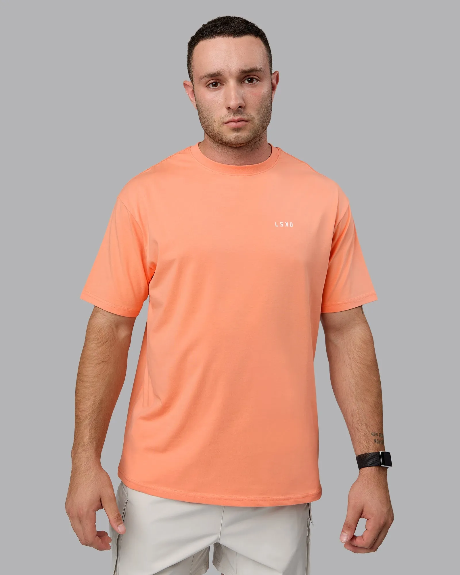 Unisex 1% Better Value Series FLXCotton Tee Oversize - Mellow Peach-White