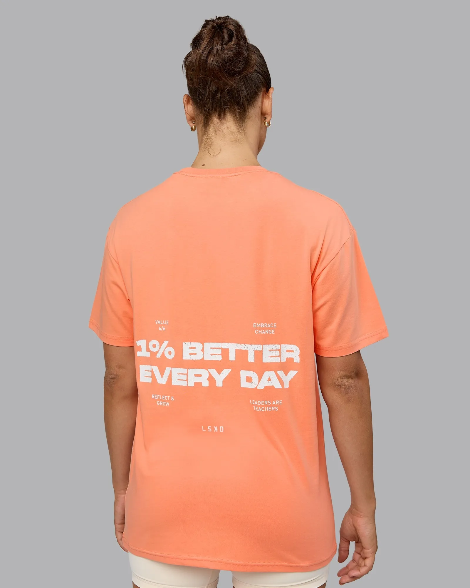 Unisex 1% Better Value Series FLXCotton Tee Oversize - Mellow Peach-White