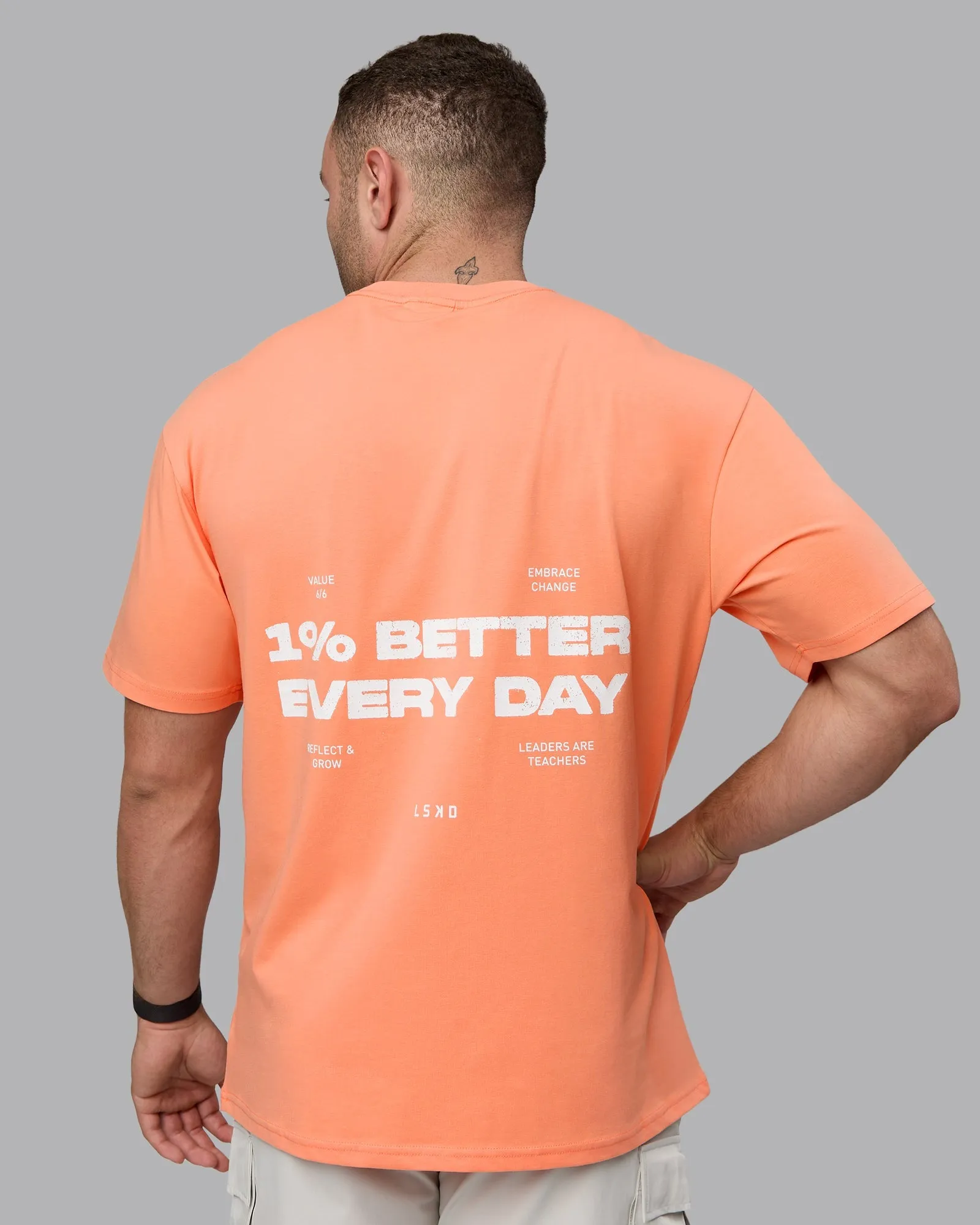 Unisex 1% Better Value Series FLXCotton Tee Oversize - Mellow Peach-White