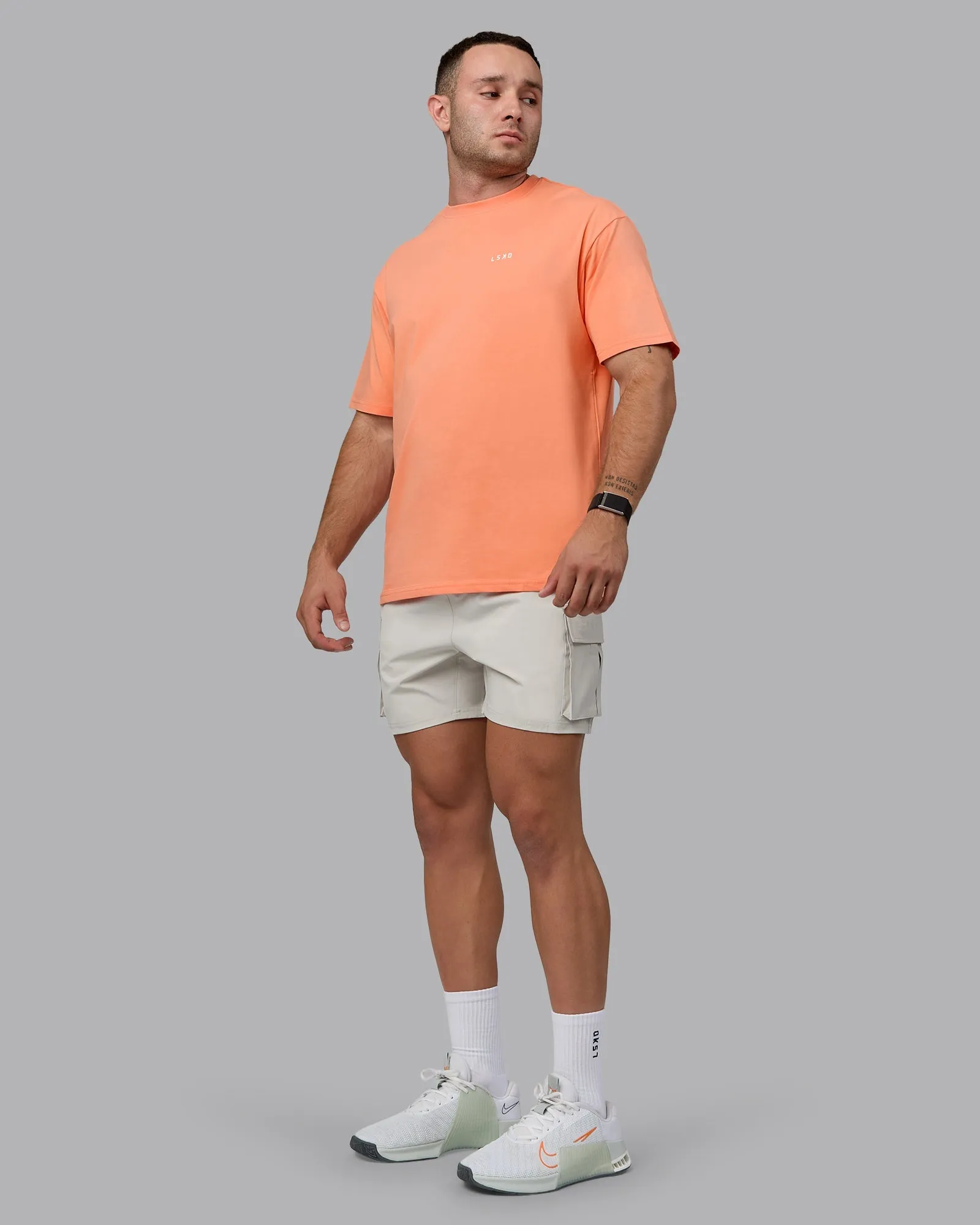 Unisex 1% Better Value Series FLXCotton Tee Oversize - Mellow Peach-White