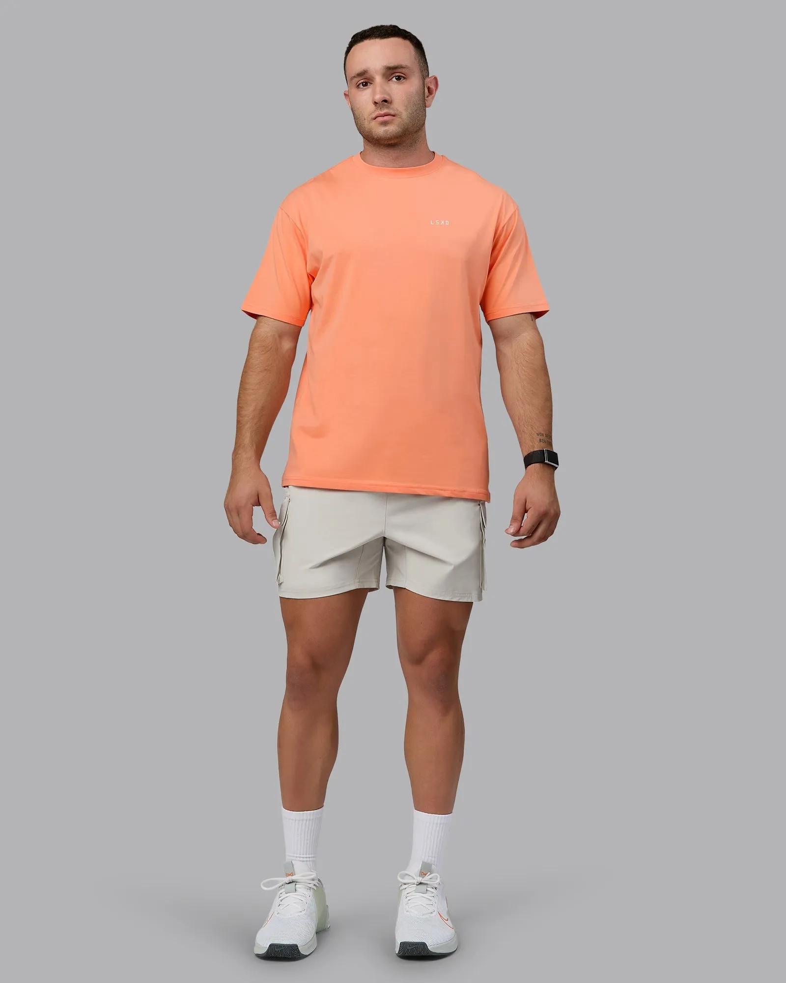 Unisex 1% Better Value Series FLXCotton Tee Oversize - Mellow Peach-White