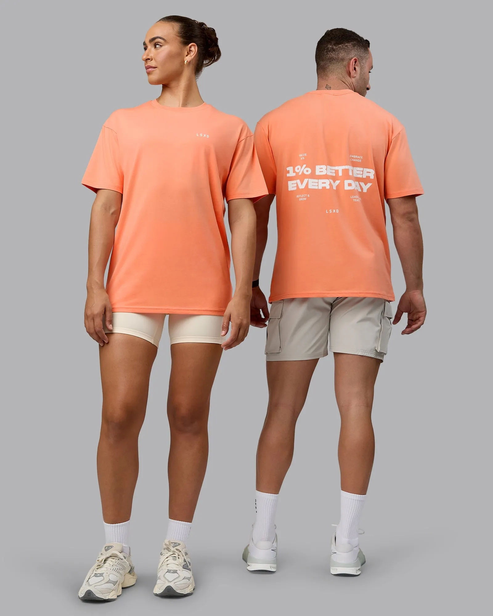 Unisex 1% Better Value Series FLXCotton Tee Oversize - Mellow Peach-White