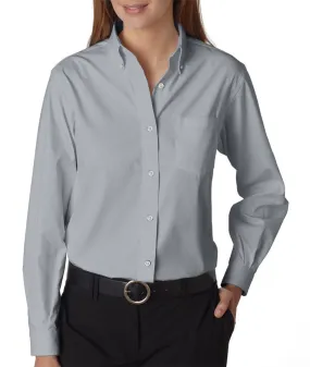van heusen ladies' long-sleeve blended pinpoint oxford - french grey (xl)