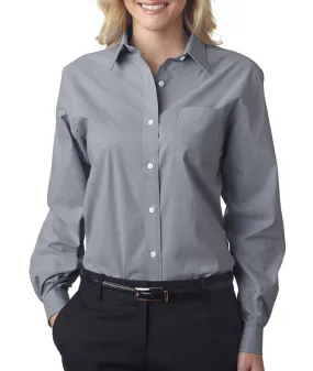 van heusen ladies' long-sleeve stretch pinpoint oxford - graphite (l)