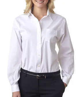 van heusen ladies' long-sleeve stretch pinpoint oxford - white (m)
