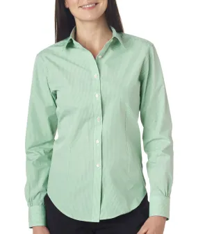 van heusen ladies' long-sleeve yarn-dyed gingham check - green chicory (xl)