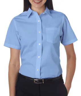 van heusen ladies' short-sleeve cotton rich broadcloth - light blue (2xl)